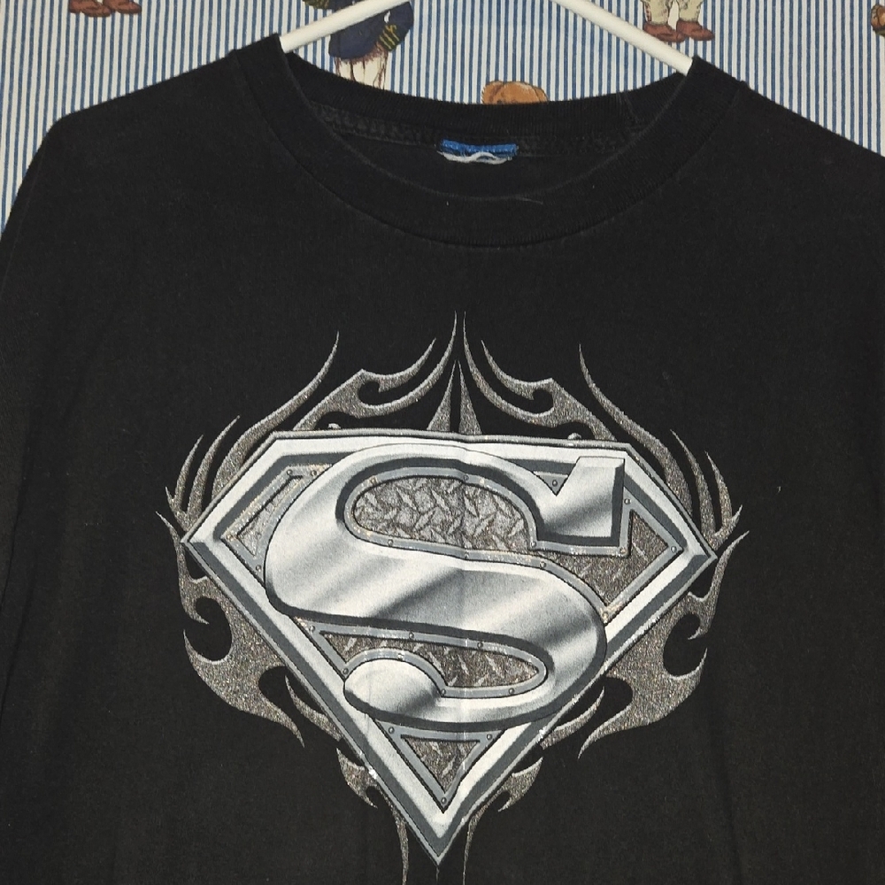 Vintage Y2k Superman Flames Logo T-Shirt